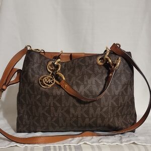Michael Kors Dark Brown Monogram Shoulder Bag